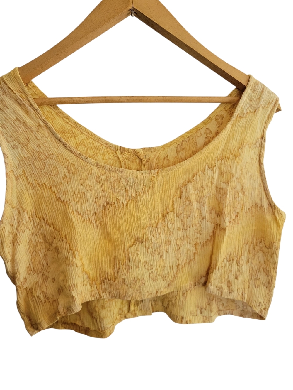 Vintage Encounter Crop Top With Buttons Womens Size Small Yellow Boho Hippie - Picture 2 of 11